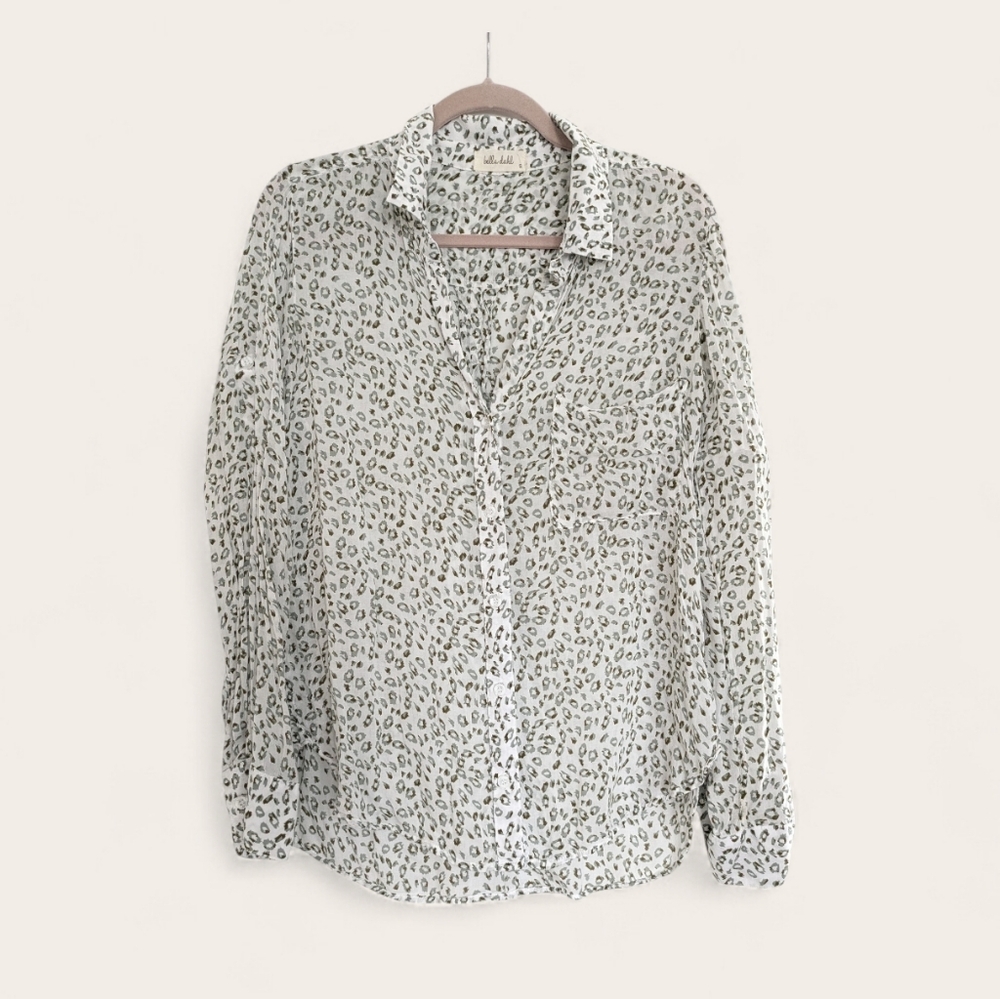 Bella Dahl Revolve Button Down Animal‎ Print Long Sleeve Shirt Women's S Relaxed